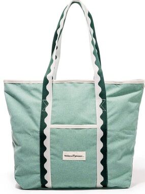 Mint Green Canvas Tote with Dark Green Scalloped Straps